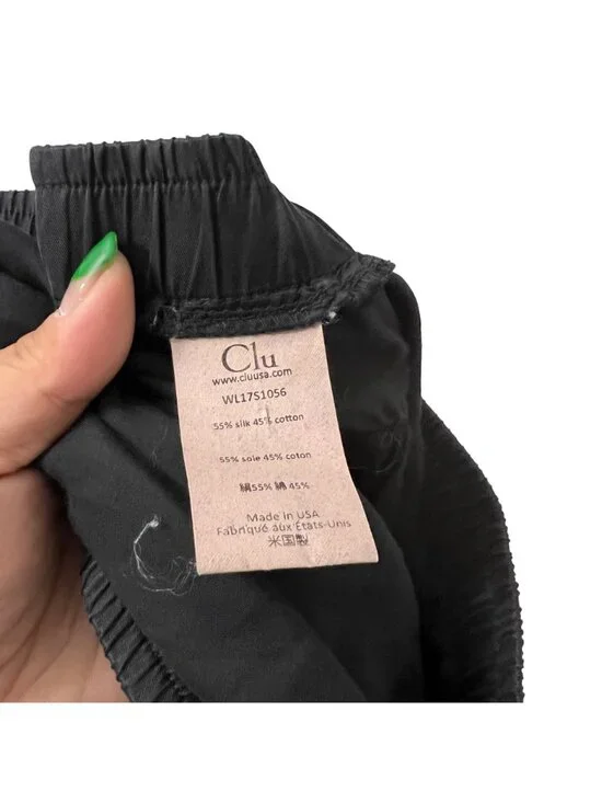 Clu Womens Black Silk Blend Gathered Flared Skirt Size Medium USA - Picture 4 of 5